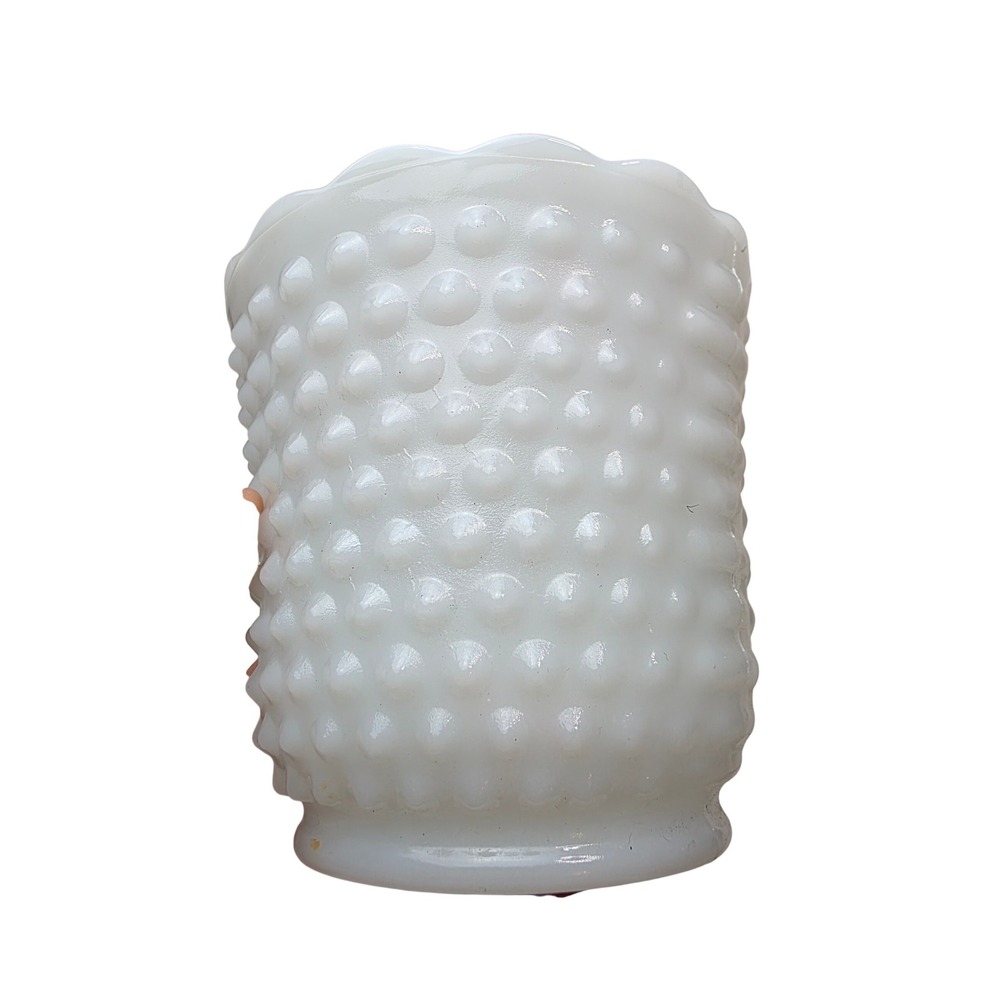 Vintage Fenton White Milk Glass Hobnail Vase Ruffled Scalloped Rim 4.5 Inchβ W3
